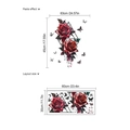 Rote Rosen Wandsticker Set mit schwarzen geometrischen Linien und Schmetterlingen - PB1182-Rose-30-60
