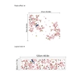 Pink cherry blossom wall stickers with birds and butterflies layout and paste dimensions - Pink Branch (ZD628)