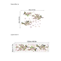 Peach tree branch and bird wall sticker with paste effect and layout size dimensions - Pink Branch Bird