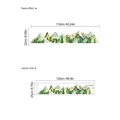 Vinilo decorativo de montaña acuarela verde, tamaño de diseño 120x25cm y aplicación - Estilo Bosque de Montaña (PB1139)