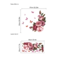 Pink vintage rose and butterfly wall sticker set with layout and paste size details - String Of Flowers (PB1173)