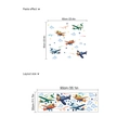 Cartoon airplane and blue clouds PVC wall sticker set with stars for boys room decor - 90cm x 30cm