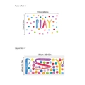 Colorful watercolor PLAY wall decal with dots for kids' room, 123x70cm paste effect view - Polka Dot PLAY (14Z49-C127)