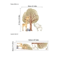 Watercolor cartoon elephant and giraffe wall decals for nursery, 120x30cm layout sheet - Tree and Giraffe Style (TA370)