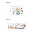 Bunter PVC-Wandsticker mit Be Kind Zitat und Cartoon-Bleistift-Herz-Symbolen für Kinder - Bunter Buchstaben-Stil (ZC729)