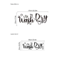 Wandtattoo Waschraum Wash Dry aus schwarzem PVC mit Größenangaben für Wäsche - Vektor Englisch Stil (PD489)