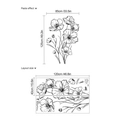 Poppy flower wall stickers with layout and paste size dimensions for home decor - Big Line Art Flower (TA274)