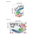 Adesivo murale Spread Kindness con piume colorate e fiori rosa, variante layout 71x84cm - 30x90cm (Set di 2)
