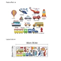 Kleurrijke muurstickers van transportvoertuigen met vliegtuigen en treinen voor kids - 30x90cm
