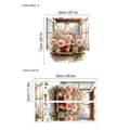 Romantic pink daisy 3D window wall sticker with layout and paste effect dimensions - Romantic Flower Window (HMP6-1219) / 30x90cm x 2PCS