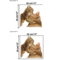 Adesivo murale con simpatici gatti arancioni, dimensioni layout ed effetto posa 30cm - 30cm x 30cm / Stile Gatta Madre e Figlio che si Baciano (K-S1)