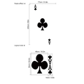 Autocollant de porte motif As de Trèfle avec un design minimaliste noir et blanc - As de Trèfle Poker D087 62x48cm