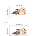 Wall sticker with cute grey kitten and golden retriever puppy, size 40cm x 20cm - Puppy and Kitten Pattern (K-S4) / 40x20cm