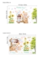 Muursticker met cartoon meisje, dieren op schommel en bloemen voor kinderkamer - 30*90cm (Zonder Tas)