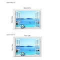 3D Strand Landschaft Wandaufkleber mit Mittelmeerblick Fenster und Maßangaben - Meerblick Pool (HM0X006) / 50x70cm