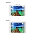 Adesivo murale 3D finestra vista mare tropicale con dimensioni del layout 68x48cm - 48x68cm (Senza Borsa)