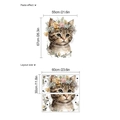 Watercolor wreath cat wall sticker with layout size and paste effect dimensions - 30*60cm*2pcs (No Bag)