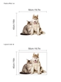 Vinilo decorativo 3D de gato y husky realista, adhesivo removible de pared, talla 50x40cm - Estilo Husky Y Gato Atigrado Sentados (K-S8) / 50x40