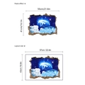 Adesivo murale 3D pianeta Terra blu effetto muro rotto con misure 57x43cm e 55x41cm - Stile Terra Blu (KS6648-2) / 43x57