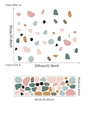 Morandi colorful terrazzo dot wall stickers showing layout and paste effect dimensions - Morandi Irregular Pebble Style (FX-D161) / 30x90cm
