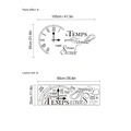 Vinilo decorativo frase francesa con reloj mostrando diseño y dimensiones finales - Estilo de Reloj con Frase Francesa (HM-3393)