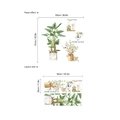 Self-adhesive green plant wall decals with cat and hanging pots set 93x91cm - Watercolor Plants Cat Style