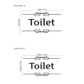 Adesivo murale nero per toilette in vinile con decori a volute e specifiche dimensionali - Stile Testo Nero (HM03115A) / 14.5x30cm