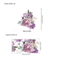 Purple peony and hydrangea wall sticker showing layout and finished size measurements - FX-B110 / 30x60cm
