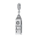 S925 Sterling Silber Big Ben Anhänger mit Zirkonia für Reise-Armbänder geeignet - Big Ben Anhänger(SCC868)