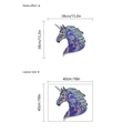 Colorful mandala unicorn wall sticker showing both layout size and paste effect dimensions - 40x40cm Style (KSD8849)