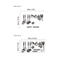 Happy Kitchen wall sticker with utensil icons and layout dimensions 60x30cm - Happy Kitchen Utensils Slogan Style (HMY6-250)