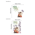 Adesivo murale con gatto, farfalla e foglie verdi completo di dimensioni del layout - 40*57cm (Senza Borsa)