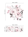 Adesivo murale con fiori rosa acquerello e foglie grigie con dimensioni per decorazione - FX-D01 30*90cm