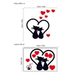 Adesivo per interruttore con coppia di gatti e sagoma a cuore rosso in nero - Motivo Gatti di Coppia / K1-002 / 10*13cm