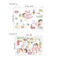 Adesivi murali per bambini con orso, scuolabus e giocattoli, formato decorativo - 50x70cm / Set di Cartoni Animati (SK7223)
