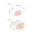 Pink cartoon whale wall sticker with flower crown and jellyfish watercolor design - 40x60cm