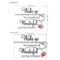 Wake Up Wonderful muursticker met rode lippen en hart, afmeting 42cm x 30cm - N1353 / 30*45cm