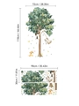 Adesivi murali gatto carino e albero verde per cameretta, PVC adesivo 118x72cm - 30x90cm x 2 Fogli (Senza Borsa)