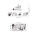 Adesivi murali cucina con cibo cartoon in bianco e nero, dimensione display di 65x35cm decor - 20x40cm (Senza Busta)