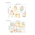 Cartoon animals and cake wall stickers set in PVC for cute nursery room decoration - 50x70cm (SK7224)