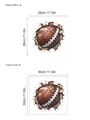 3D football broken wall wall sticker with paste effect and layout dimensions shown - 30x30cm / Brown