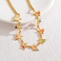 Collar de estrella en acero inoxidable de 18K oro con colgantes de turquesa colorida - Collar-Estilo Estrella (N2203-wujiaoxing)