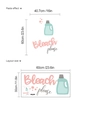 Muursticker voor wasruimte met blauwe fles en Bleach please tekst van PVC - Bleach Please Ontwerp (10Y6-B27) / 30*60cm