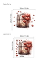Self-adhesive heart balloon window wall sticker with vintage watercolor style design - Heart Balloon Window Style (13P33-B108)