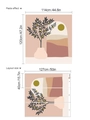 Stickers muraux modernes avec plantes Morandi et soleil pour la chambre - 13P40127-D59/40x127cm (3 Feuilles)