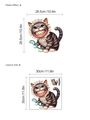 Cartoon grey cat brushing teeth wall sticker variant, PVC decal layout for bathroom - Brushing Teeth Cat Style (10Y33-B57) / 30x30cm