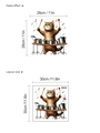 Wandsticker Comic-Katze spielt Schlagzeug, selbstklebend aus PVC, Format 30x30 cm - Trommelnde Getigerte Katze (10Y33-B60)