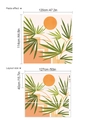 Sticker mural plantes abstraites avec soleil et feuilles de palmier, style moderne - 13P40127-D60/40x127cm (3 Feuilles)