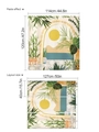 Stickers muraux soleil et plantes avec dimensions de pose pour décoration de salon - 13P40127-D62/40x127cm (3 Feuilles)