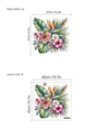Tropische Blumen Wandsticker Set mit Maßen für das Layout und den Klebeeffekt im Detail - Tropische Blumen Paradiesvogel Muster (14Z44-D113)